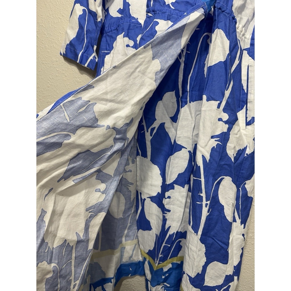 Poetry Linen Midi Dress L 12 Floral Boho Party Summer Cottagecore Feminine - Picture 6 of 14